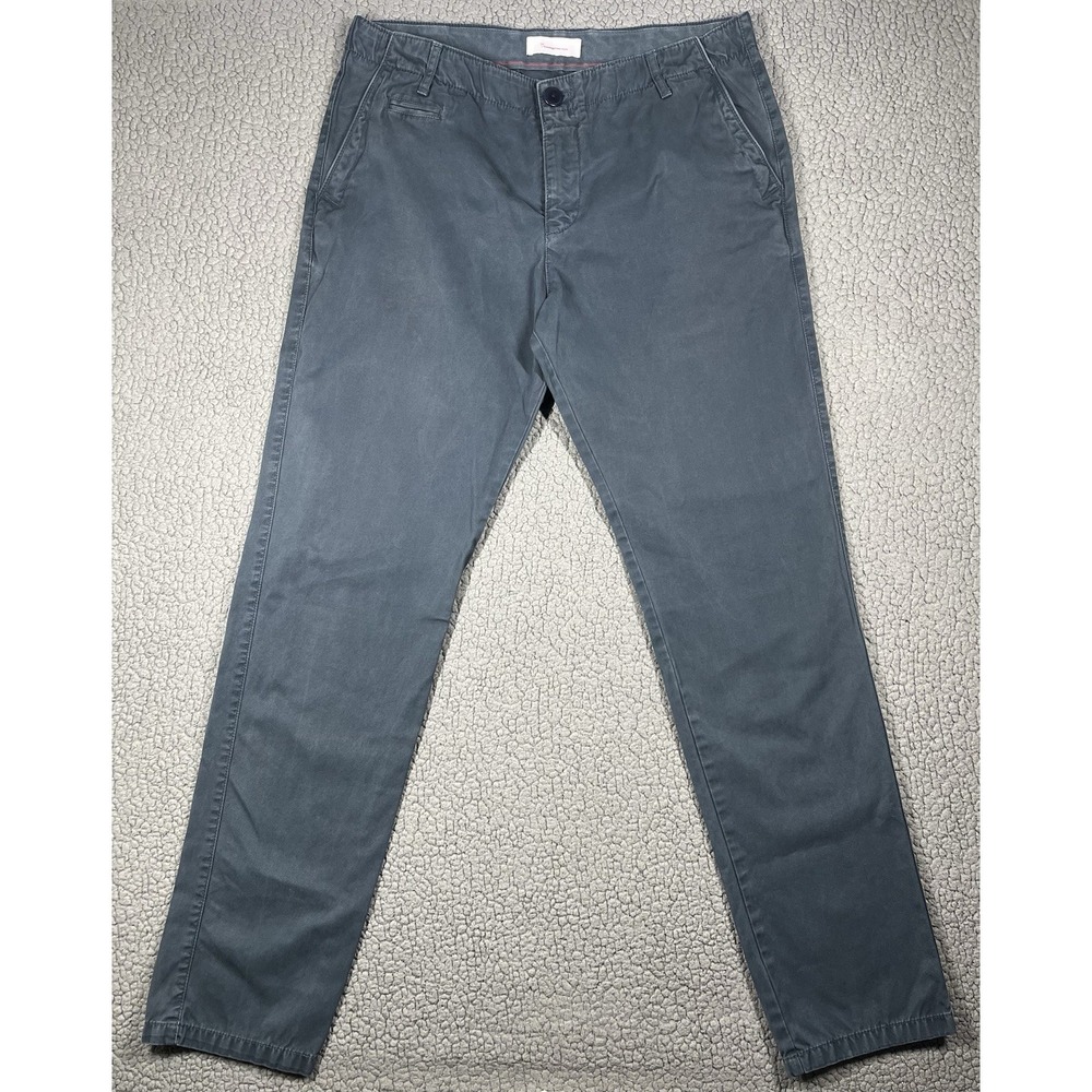Knowledge Cotton Apparel Chino Pants Mens Slate Blue Gray Straight Leg‎ 36x34